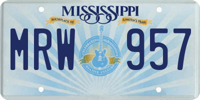 MS license plate MRW957