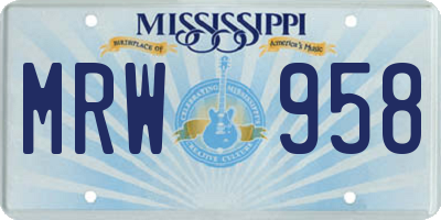 MS license plate MRW958