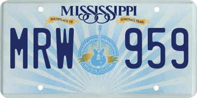 MS license plate MRW959