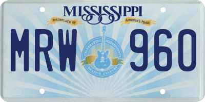 MS license plate MRW960