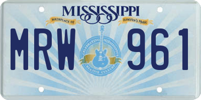 MS license plate MRW961