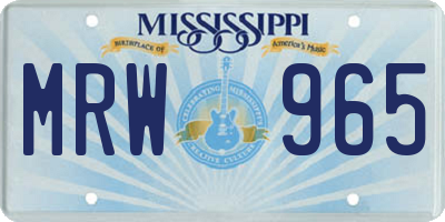 MS license plate MRW965