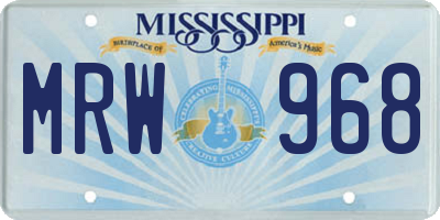MS license plate MRW968