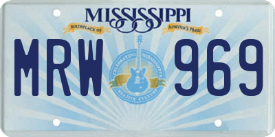 MS license plate MRW969