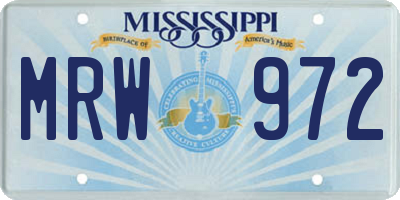 MS license plate MRW972