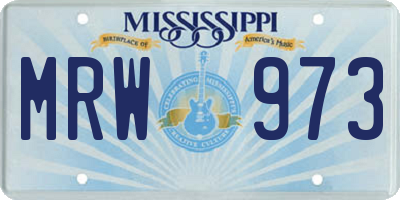 MS license plate MRW973