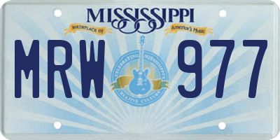 MS license plate MRW977