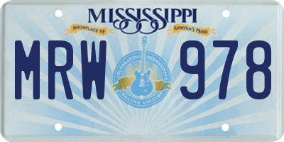 MS license plate MRW978