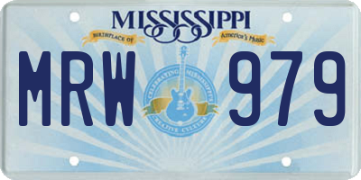 MS license plate MRW979