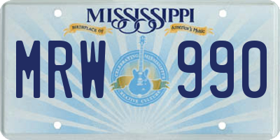 MS license plate MRW990