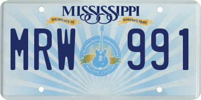 MS license plate MRW991