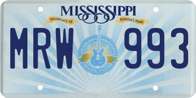 MS license plate MRW993