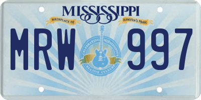 MS license plate MRW997