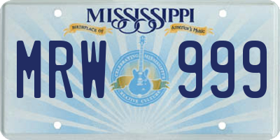 MS license plate MRW999