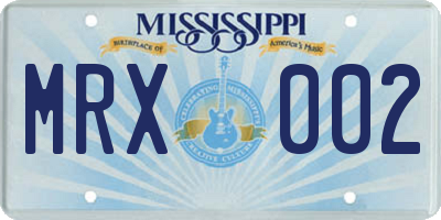 MS license plate MRX002