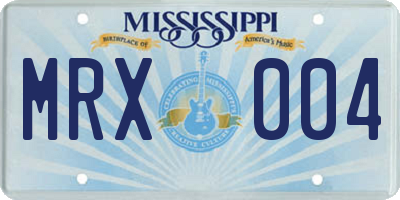 MS license plate MRX004