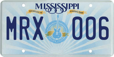 MS license plate MRX006