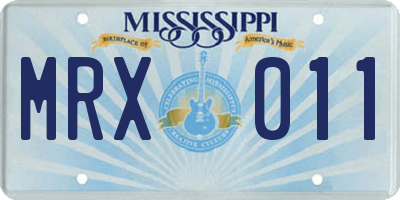 MS license plate MRX011
