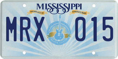MS license plate MRX015