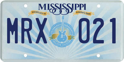 MS license plate MRX021