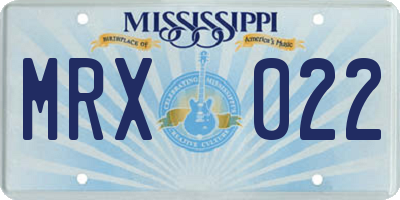 MS license plate MRX022