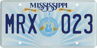 MS license plate MRX023