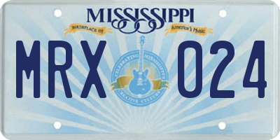 MS license plate MRX024