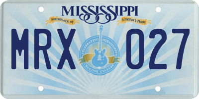 MS license plate MRX027