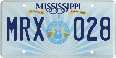 MS license plate MRX028
