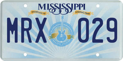 MS license plate MRX029