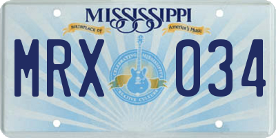 MS license plate MRX034