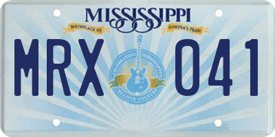 MS license plate MRX041