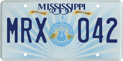 MS license plate MRX042