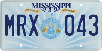 MS license plate MRX043
