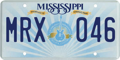 MS license plate MRX046