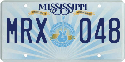 MS license plate MRX048