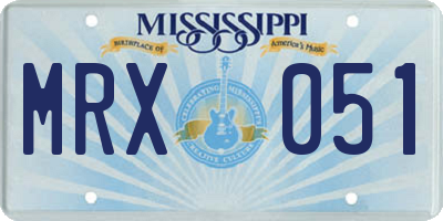 MS license plate MRX051