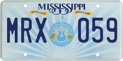 MS license plate MRX059