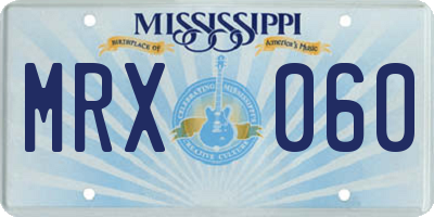 MS license plate MRX060