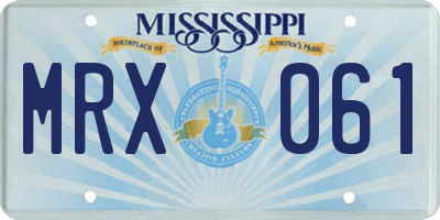 MS license plate MRX061
