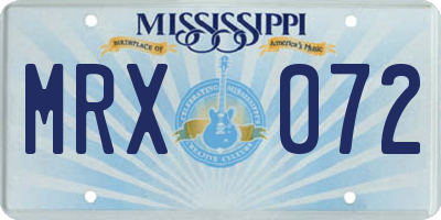 MS license plate MRX072