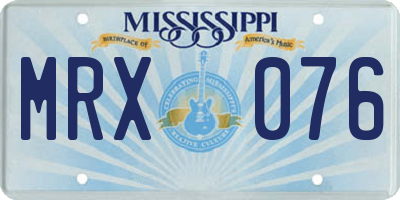 MS license plate MRX076