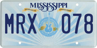 MS license plate MRX078
