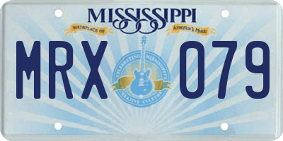 MS license plate MRX079