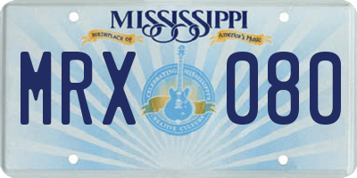 MS license plate MRX080