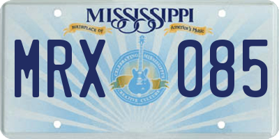 MS license plate MRX085