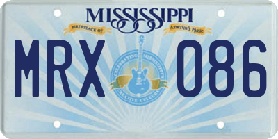 MS license plate MRX086
