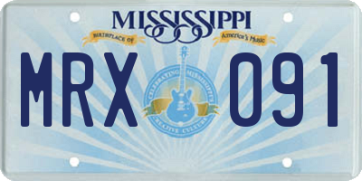 MS license plate MRX091