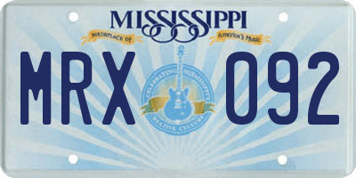MS license plate MRX092