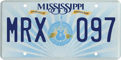 MS license plate MRX097